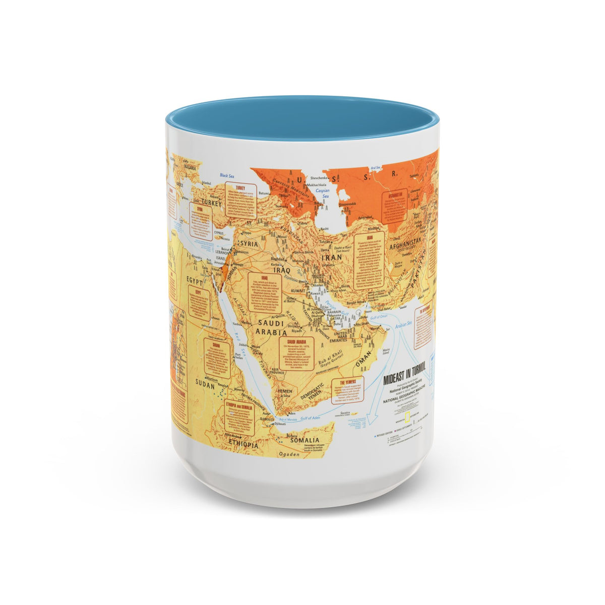 Middle East in Turmoil (1980) (Map) Accent Coffee Mug