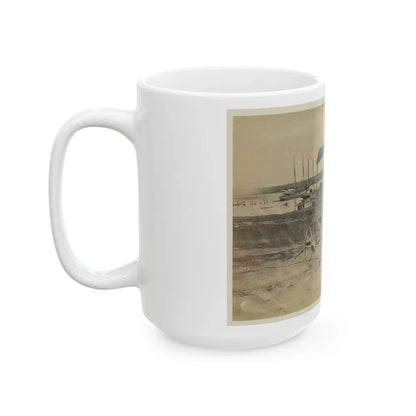 Covered Wagon With Side Curtains Rolled Up At A Military Facility (U.S. Civil War) White Coffee Mug-Go Mug Yourself