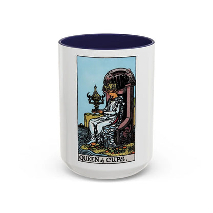 The Queen of Cups (Tarot Card) Accent Coffee Mug-15oz-Navy-Go Mug Yourself