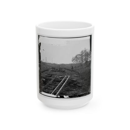 Virginia. Tracks Of The Orange & Alexandria Railroad, Destroyed By The Confederates Between Bristow Station And The Rappahannock (U.S. Civil War) White Coffee Mug