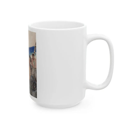 Brawl at Sea, probable men's magazine illustration, circa 1950s - White Coffee Mug-Go Mug Yourself