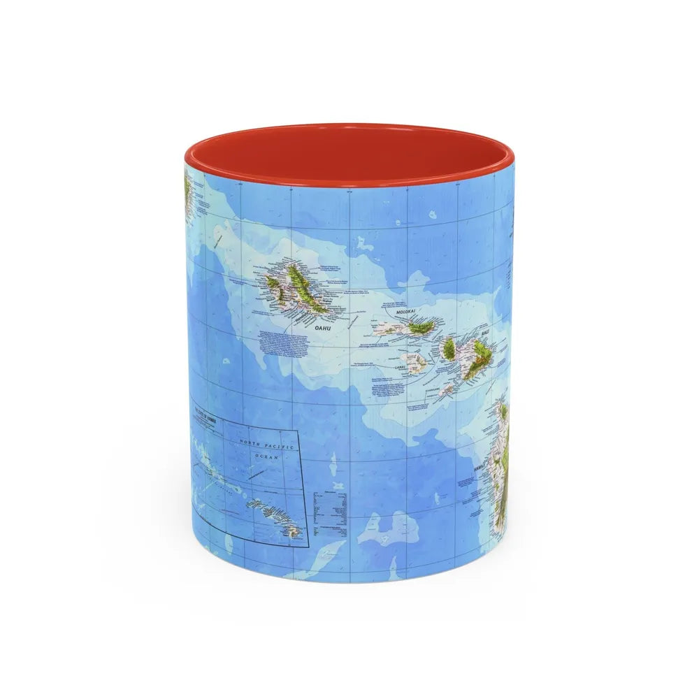 USA - Hawaii (1976) (Map) Accent Coffee Mug-11oz-Red-Go Mug Yourself