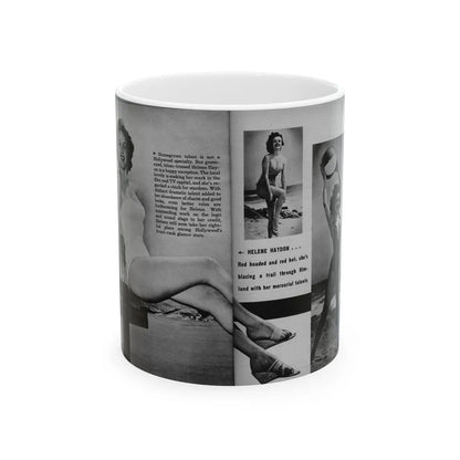 Helene Hayden #06 - 2 Pages, 3 B&W Photos, Short Article & Caption from EYE Digest Mag. Nov. '53 (Vintage Female Icon) White Coffee Mug-11oz-Go Mug Yourself