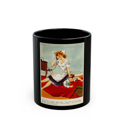 Cuties Hand Colored Daily Comic Strip, 1952 (1) - Black Coffee Mug-11oz-Go Mug Yourself