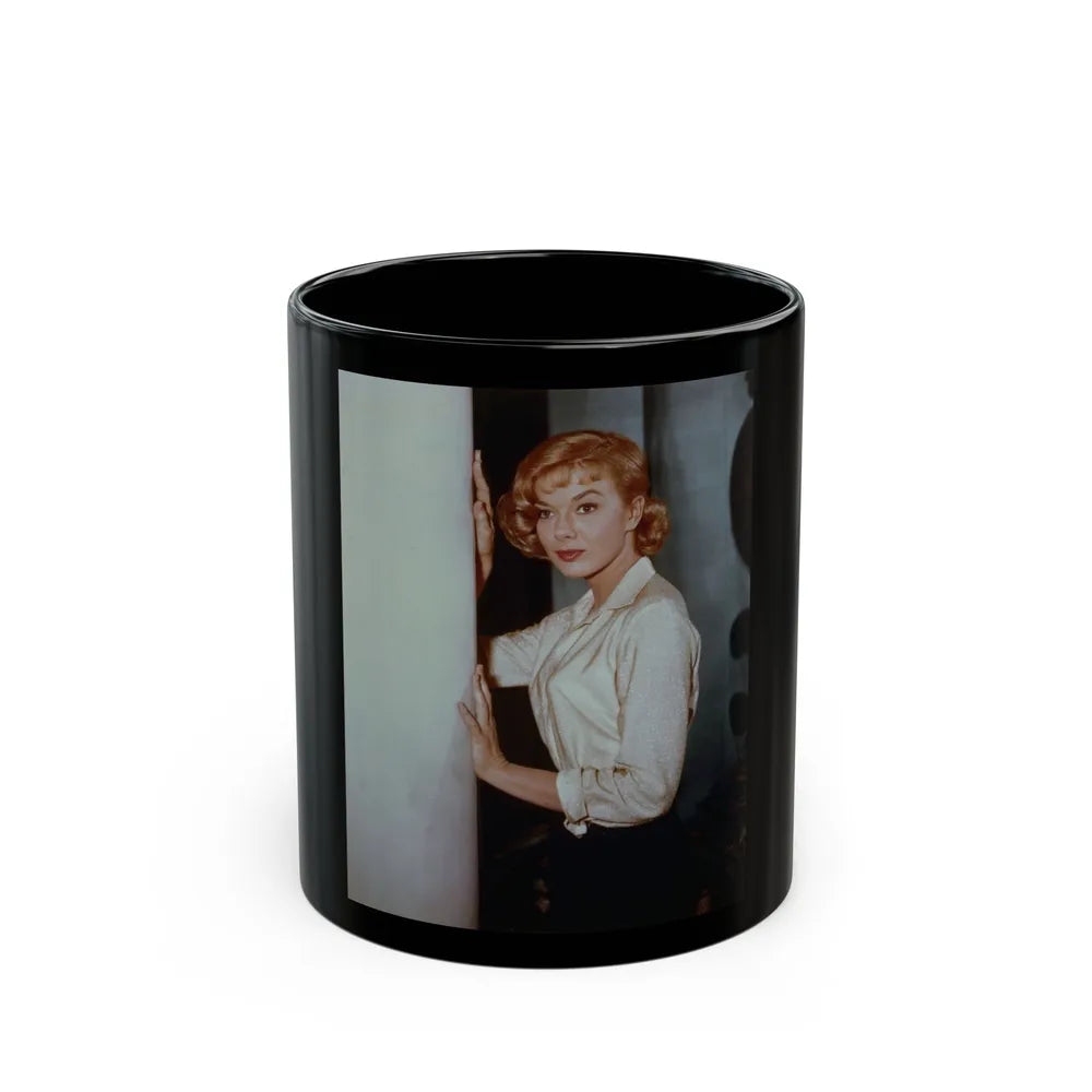 Leslie Parrish #03 (Vintage Female Icon) Black Coffee Mug-11oz-Go Mug Yourself