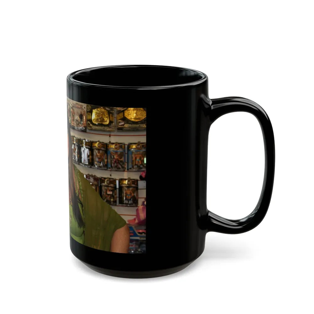 Caroline Munro #217 (Vintage Female Icon) Black Coffee Mug-Go Mug Yourself