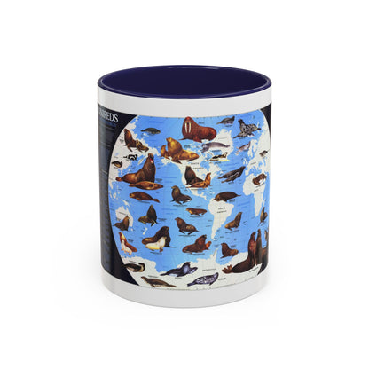 Pinnipeds Around the World (1987) (Map) Accent Coffee Mug