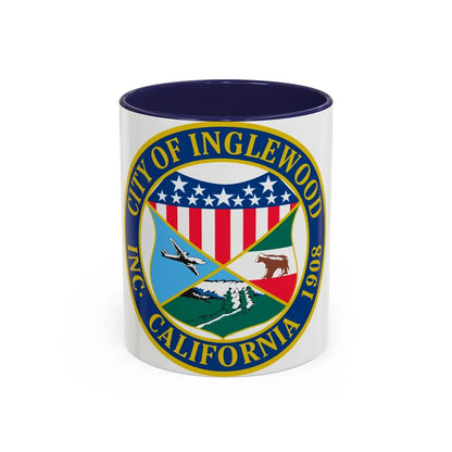 Seal of Inglewood California - Accent Coffee Mug-11oz-Navy-Go Mug Yourself