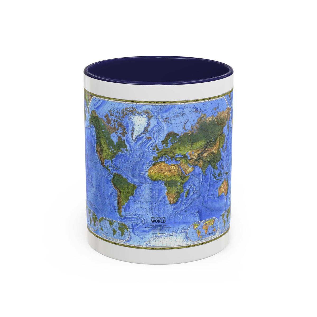 World Map - The Physical World (1975) (Map) Accent Coffee Mug
