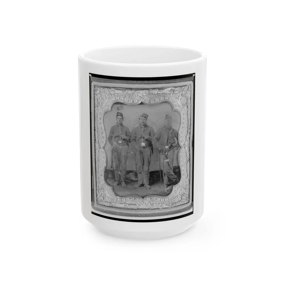 Pvt. Frank A. Remington And Two Other Union Soldiers, Full-Length Portrait, Facing Front (U.S. Civil War) White Coffee Mug-15oz-Go Mug Yourself