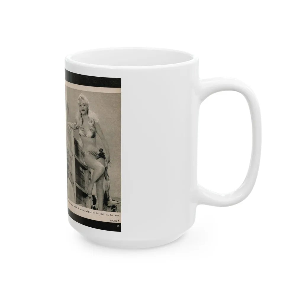 Lee Wilson #09 - Pages 4 & 5 of 7 Featuring, Lee+3 B&W Photos & Caption from PHOTO Digest Mag. November '53 (Vintage Female Icon) White Coffee Mug-Go Mug Yourself