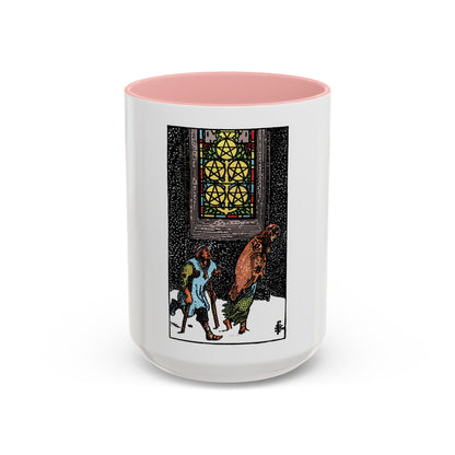The 5 of Pentacles (Tarot Card) Accent Coffee Mug