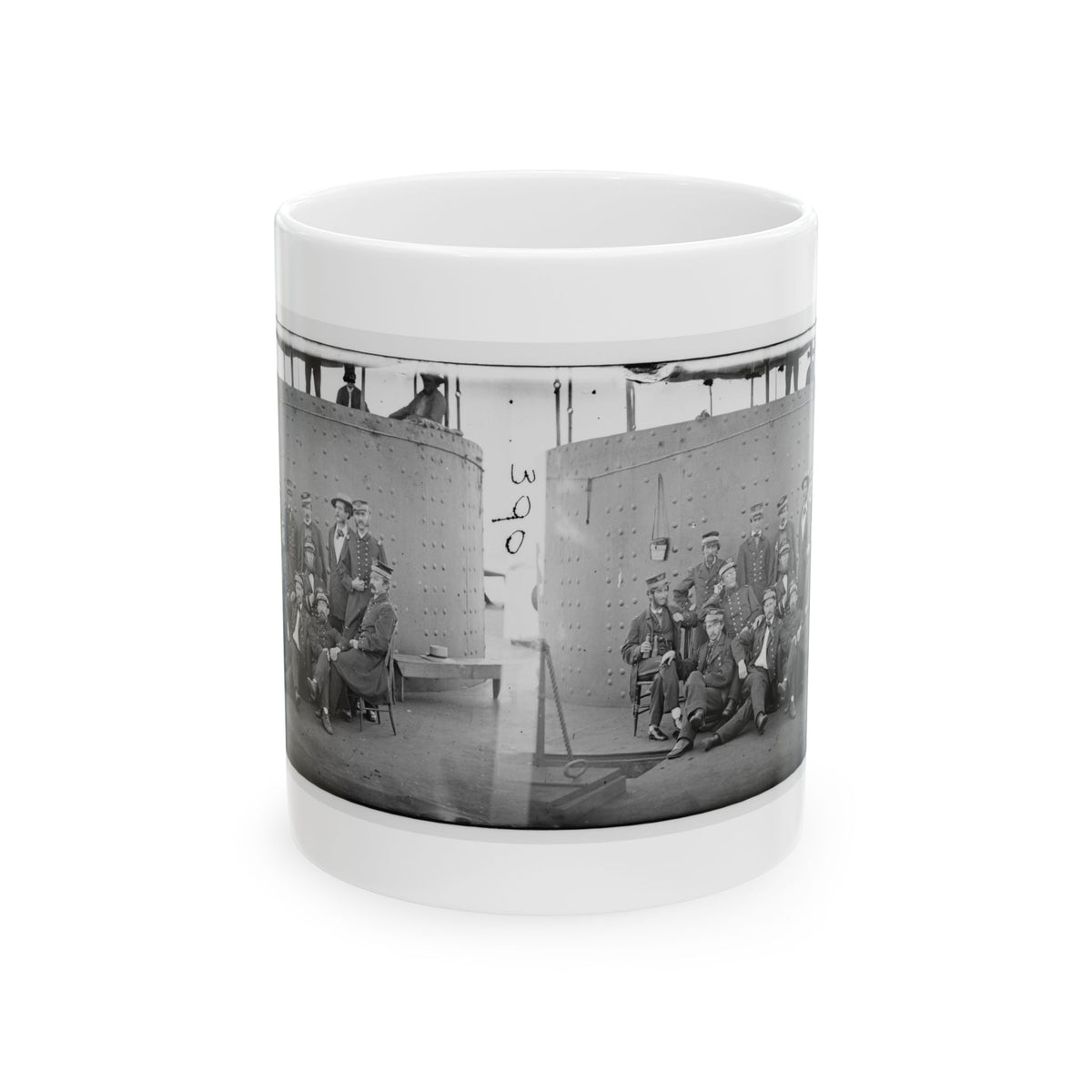 James River, Va. Officers Of The U.S.S. Monitor Grouped By The Turret (U.S. Civil War) White Coffee Mug