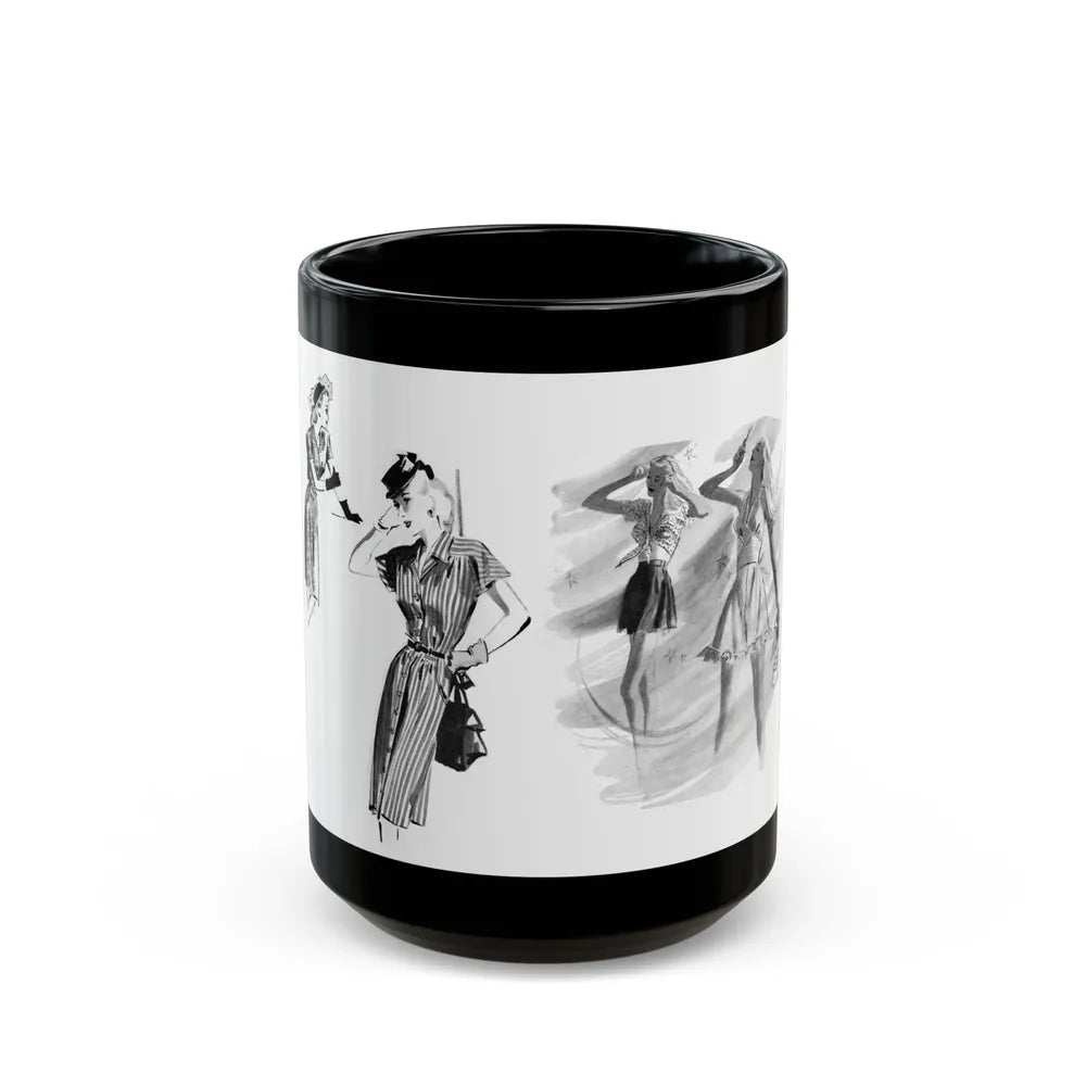 Fashion Illustrations, 1945 - Black Coffee Mug-15oz-Go Mug Yourself