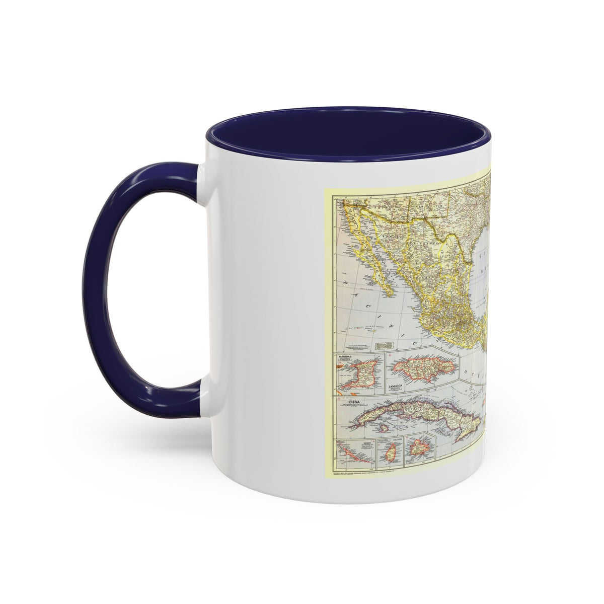 Central America - The Caribbean (1947) (Map) Accent Coffee Mug