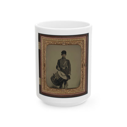 Unidentified Soldier In Union Uniform And Massachusetts Belt Buckle With Drum (U.S. Civil War) White Coffee Mug