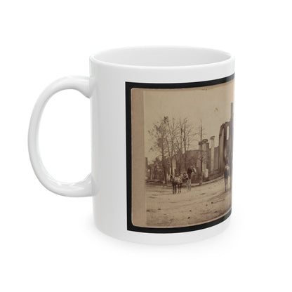 Bank Of Chambersburg & Franklin House, Chambersburg, Franklin Co., Pa., Destroyed By The Rebels Under Mccausland, July 30th, 1864 (U.S. Civil War) White Coffee Mug