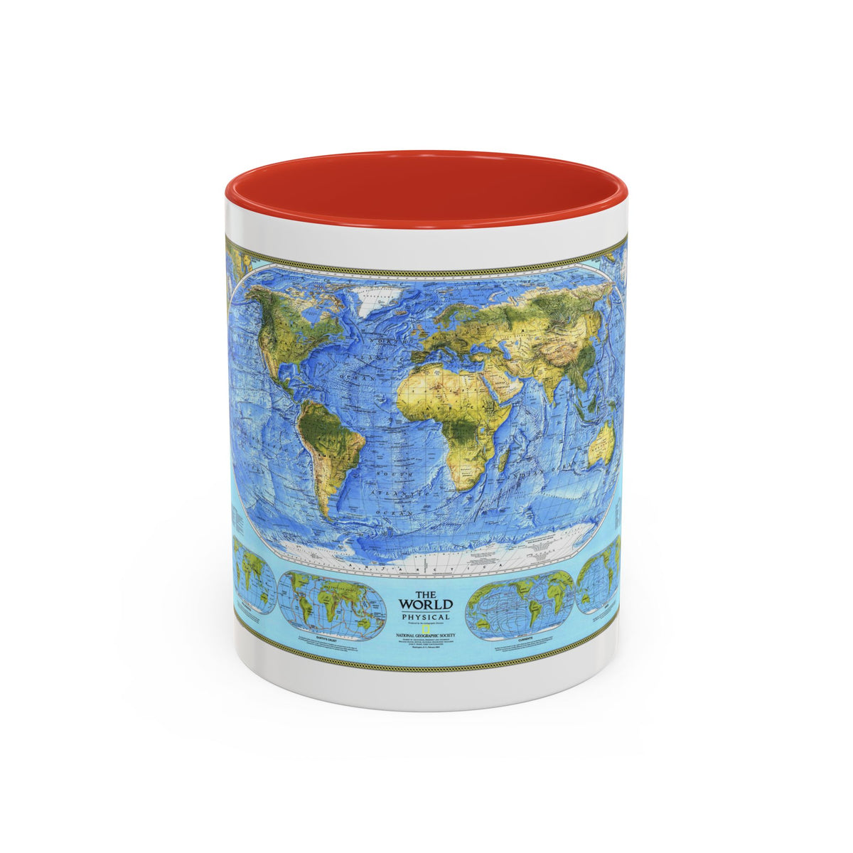 World Map - Physical (1994) (Map) Accent Coffee Mug