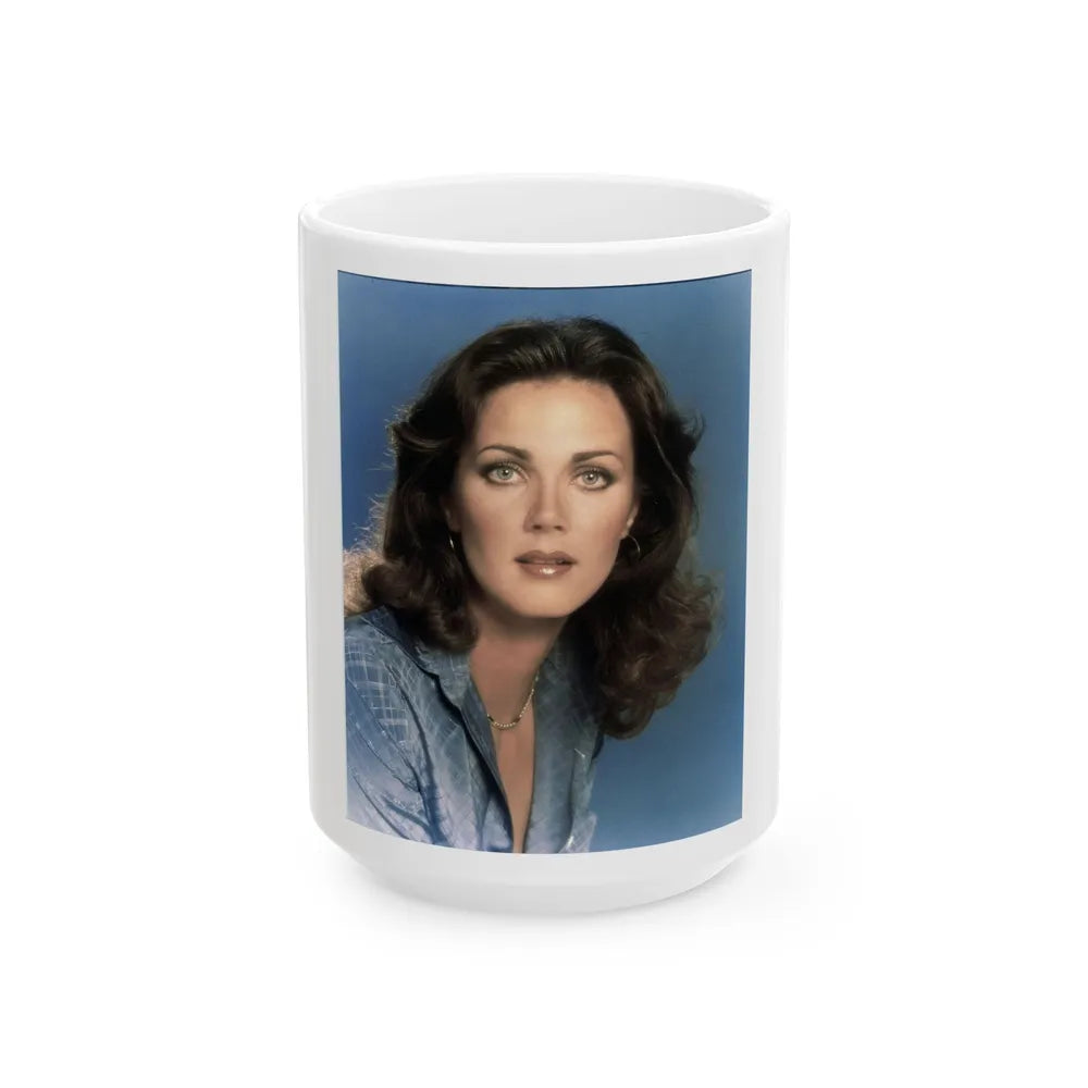 Lynda Carter #226 (Vintage Female Icon) White Coffee Mug-15oz-Go Mug Yourself