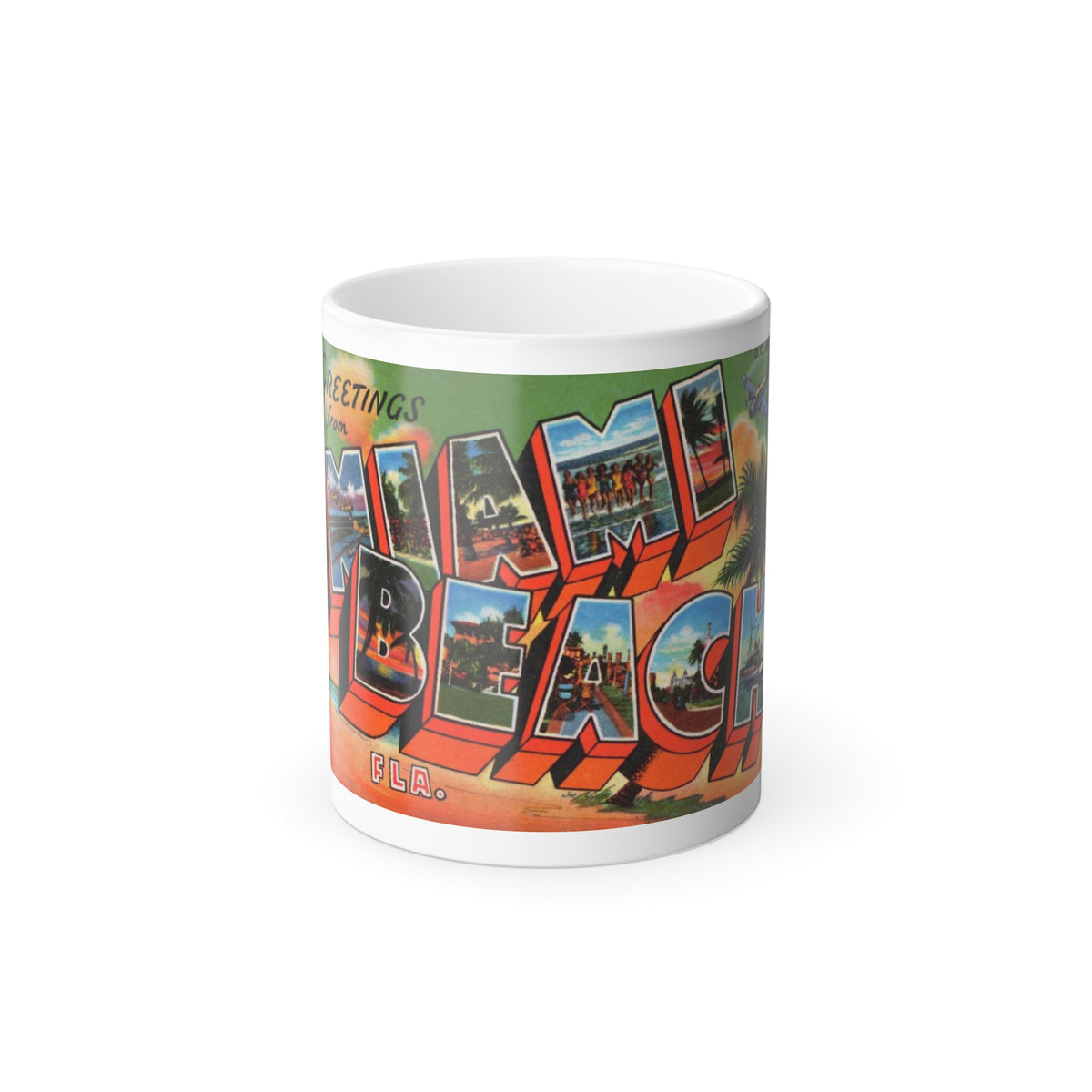 Greetings from Miami Beach Fla (Greeting Postcards) Color Changing Mug 11oz