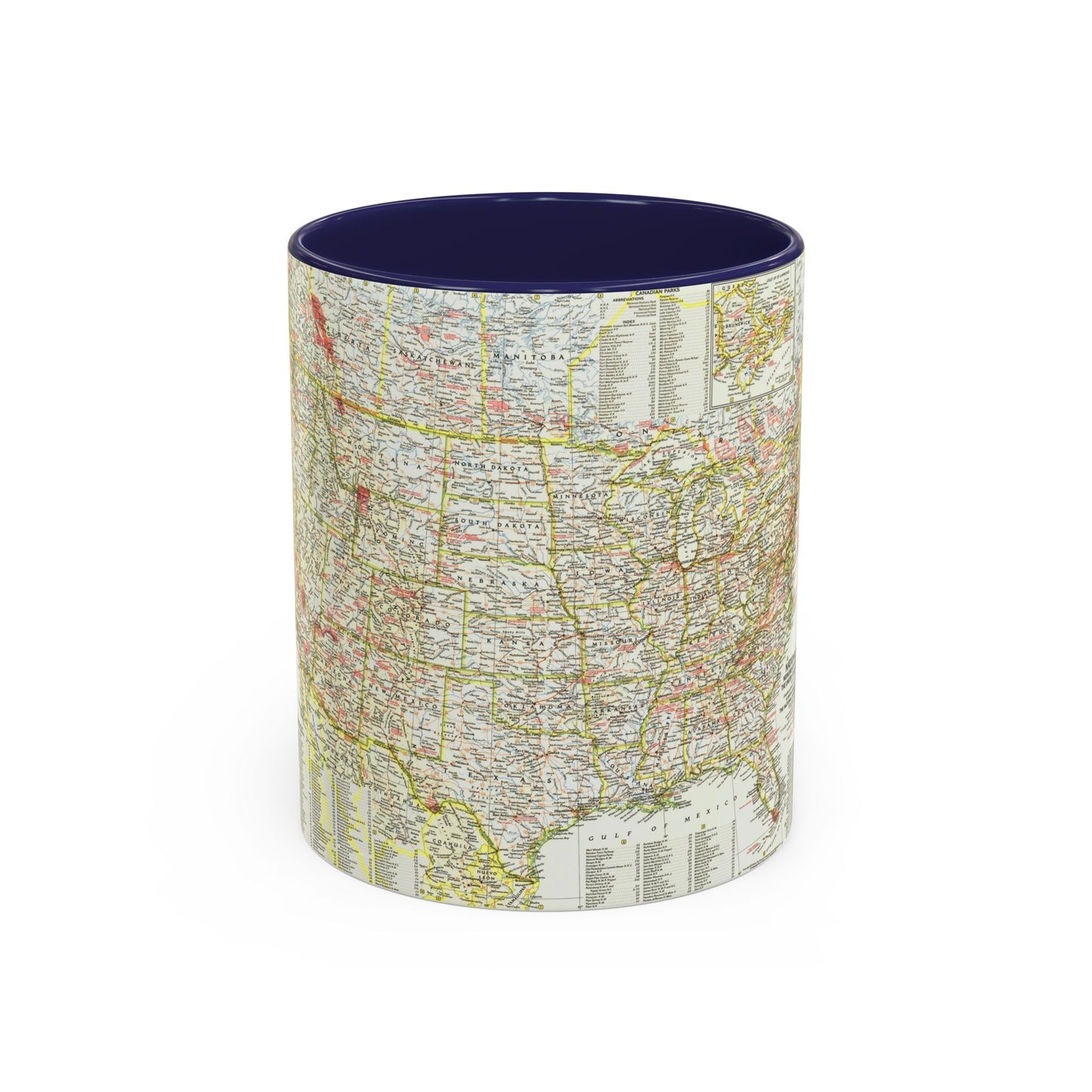 USA - National Parks and Historic Sites 1 (1958) (Map) Accent Coffee Mug