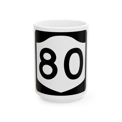 NY-80 (New York) (Road Sign) White Coffee Mug
