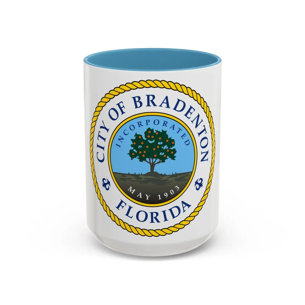 Seal of Bradenton Florida - Accent Coffee Mug-15oz-Light Blue-Go Mug Yourself