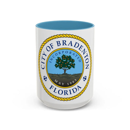 Seal of Bradenton Florida - Accent Coffee Mug-15oz-Light Blue-Go Mug Yourself