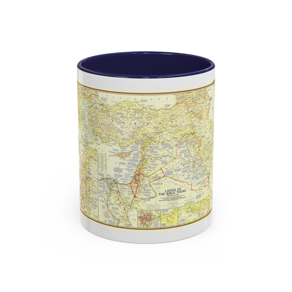 Middle East - Lands of the Bible Today (1956) (Map) Accent Coffee Mug