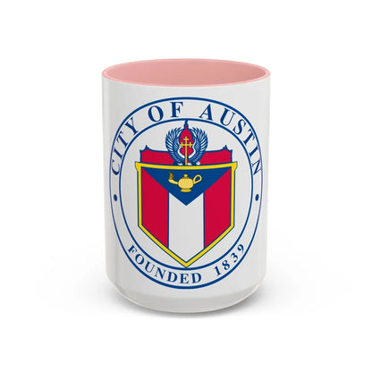 Seal of Austin TX - Accent Coffee Mug-15oz-Pink-Go Mug Yourself