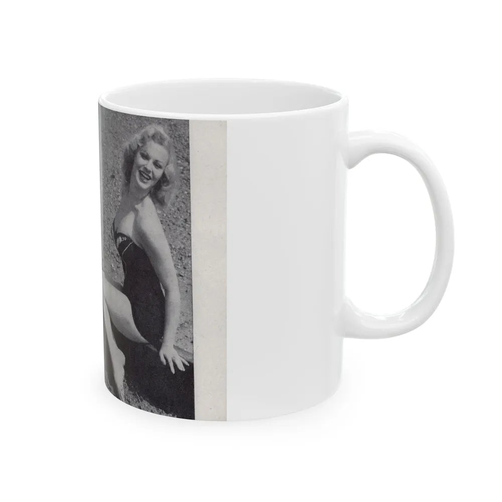 Norma Sykes #158 - 66 PHOTOGRAPHS OF Sabrina U.K. Pocket Mag. Pages 46 & 47 (Vintage Female Icon) White Coffee Mug-Go Mug Yourself