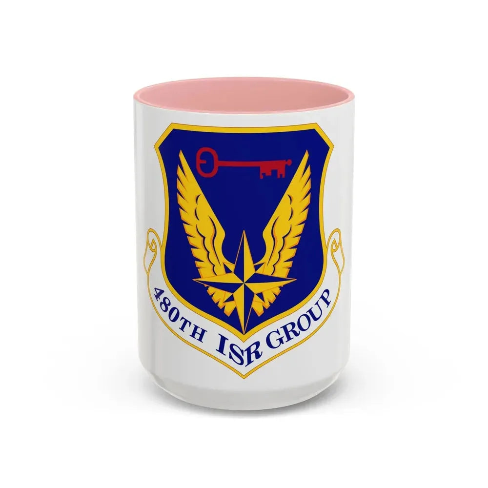480 Intelligence Surveillance and Reconnaissance Group ACC (U.S. Air Force) Accent Coffee Mug 15oz Pink - Go Mug Yourself