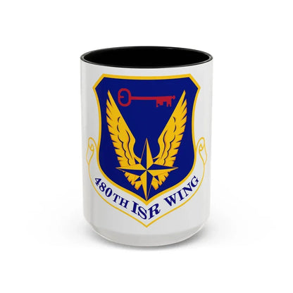 480 Intelligence Surveillance and Reconnaissance Wing ACC (U.S. Air Force) Accent Coffee Mug 15oz Black - Go Mug Yourself