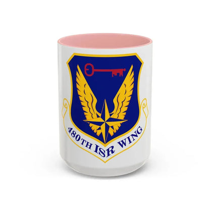 480 Intelligence Surveillance and Reconnaissance Wing ACC (U.S. Air Force) Accent Coffee Mug 15oz Pink - Go Mug Yourself