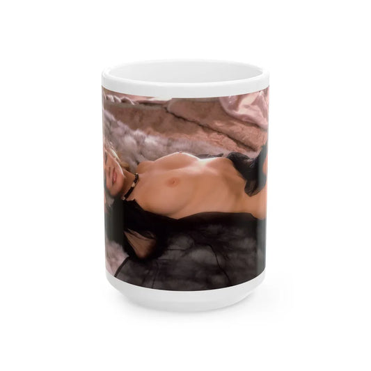 Terry Moore #409 - Unreleased Aug. '84 Playboy Photo from shoot topless black see through in lingerie (Vintage Female Icon) White Coffee Mug-15oz-Go Mug Yourself