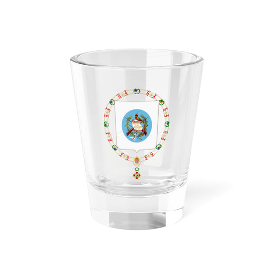 Coat of Arms of Jorge Ubico Castañeda Order of Isabella the Catholic (Guatemala) (Coat of Arms) Shot Glass 1.5oz