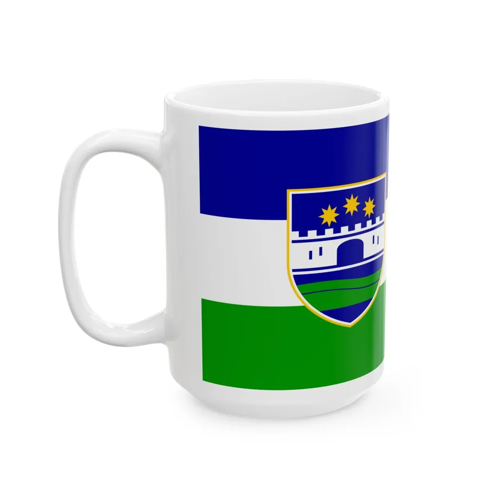 Flag of Una Sana Canton Bosnia and Herzegovina - White Coffee Mug-Go Mug Yourself