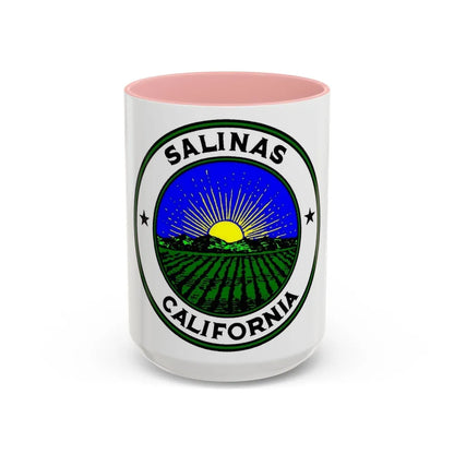 Seal of Salinas California - Accent Coffee Mug-15oz-Pink-Go Mug Yourself