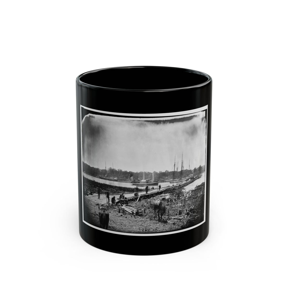 James River, Va. Pontoon Bridge (U.S. Civil War) Black Coffee Mug