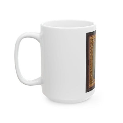 Unidentified Soldier In Union Captain's Uniform With Revolver In Breast Pocket (U.S. Civil War) White Coffee Mug