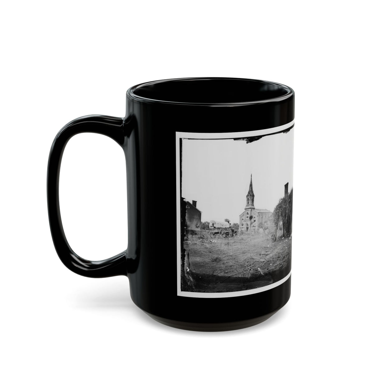 Baptist Church, Fredericksburg, Virginia, From The Backyard Of The Sanitary Commission Depot (U.S. Civil War) Black Coffee Mug