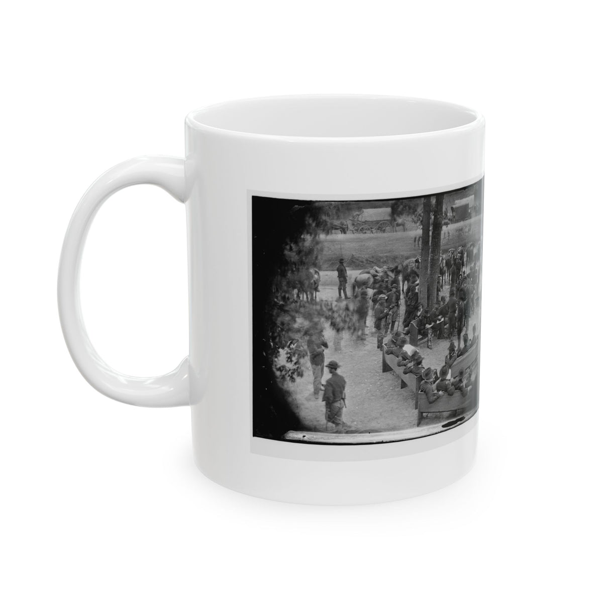 Massaponax Church, Va.  Council Of War   Gen. Ulysses S. Grant (Left End Of Bench Nearest Tree) Writing A Dispatch (U.S. Civil War) White Coffee Mug