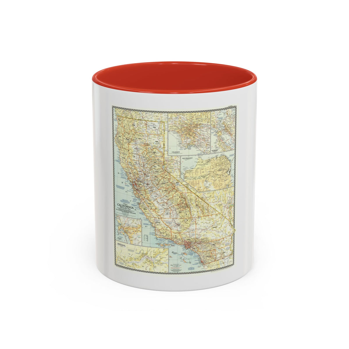 USA - California (1954) (Map) Accent Coffee Mug