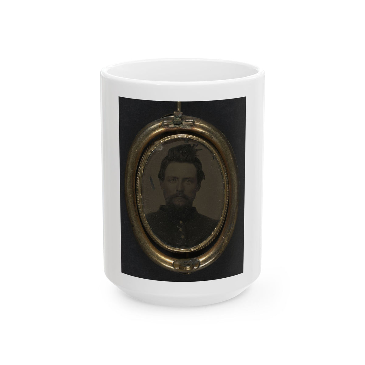 Unidentified Soldier In Union Uniform And Lock Of Hair In Brooch (U.S. Civil War) White Coffee Mug