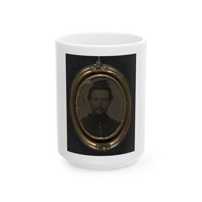 Unidentified Soldier In Union Uniform And Lock Of Hair In Brooch (U.S. Civil War) White Coffee Mug