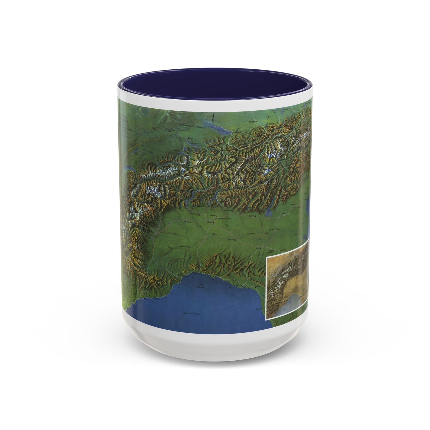 Alps, The - Europe's Backbone (1965) (Map) Accent Coffee Mug