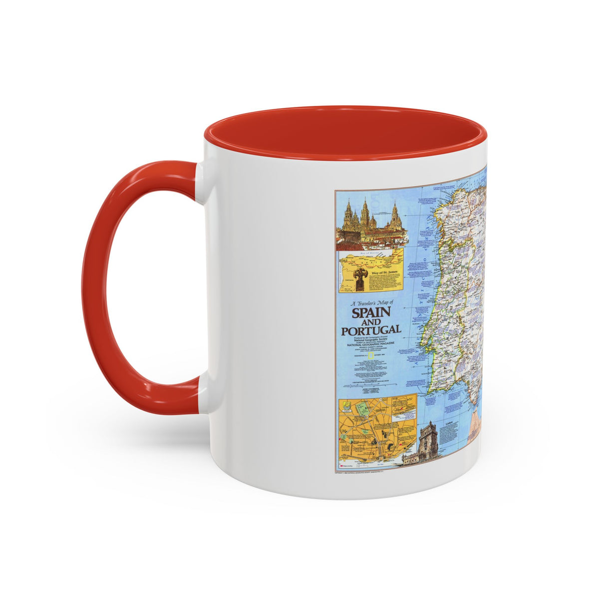 Spain and Portugal - A Traveller's Map 1 (1984) (Map) Accent Coffee Mug
