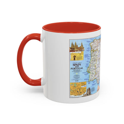 Spain and Portugal - A Traveller's Map 1 (1984) (Map) Accent Coffee Mug