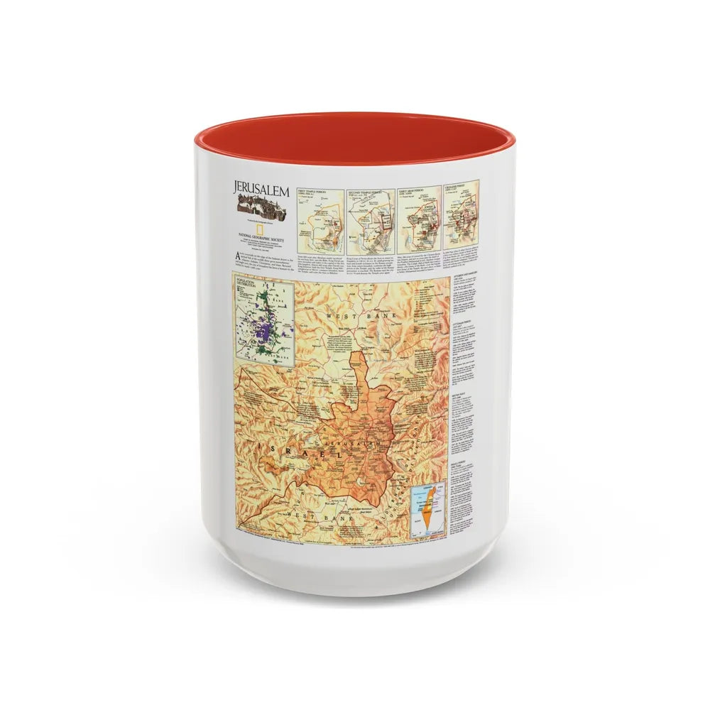 Jerusalem (1996) (Map) Accent Coffee Mug-15oz-Red-Go Mug Yourself