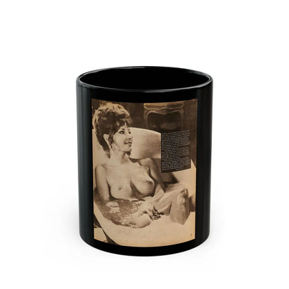 Ingrid Pitt #66 - Topless (Vintage Female Icon) Black Coffee Mug-11oz-Go Mug Yourself